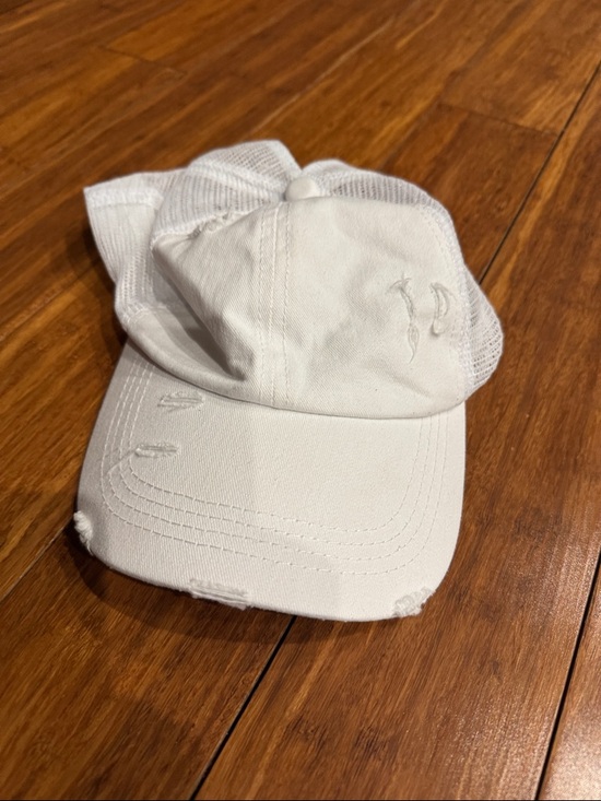 Accessories - White Distressed Mesh Back Baseball Cap